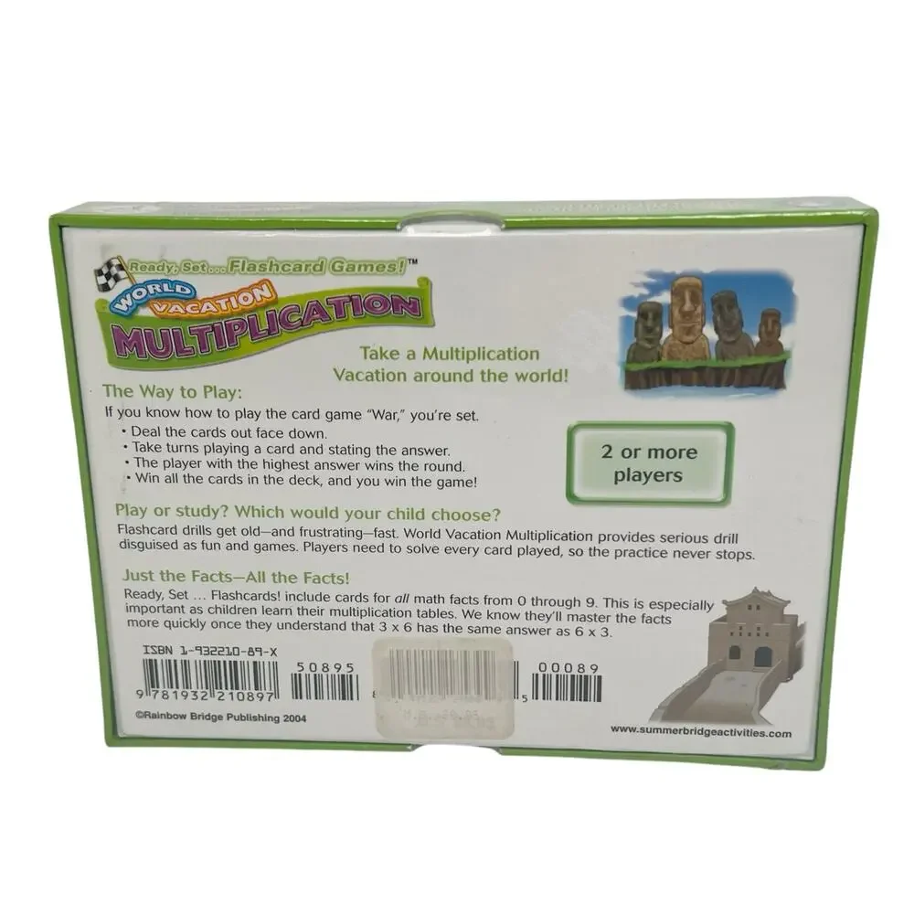 New in Box World Vacation Multiplication Flash Card Games